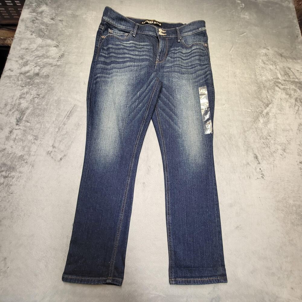 Express Jeans Cropped Jeans Womens 12 Blue Medium Wash Mid Rise Stretch Denim